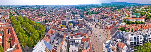 Zagreb Historic City Center Central Square Cathedral Aerial View Famous — Stock Photo, Image