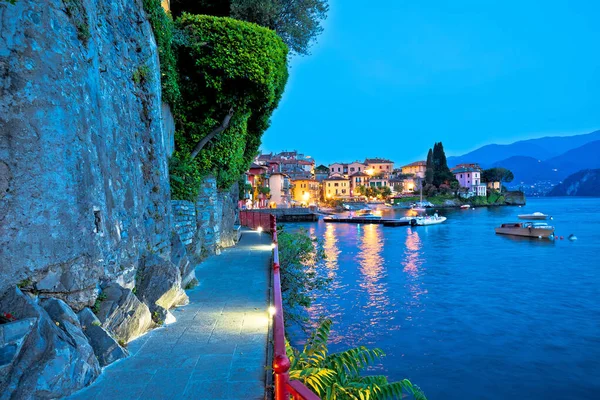 Stadt Varenna Malerische Seepromenade Abendblick Comer See Lombardei Italien — Stockfoto