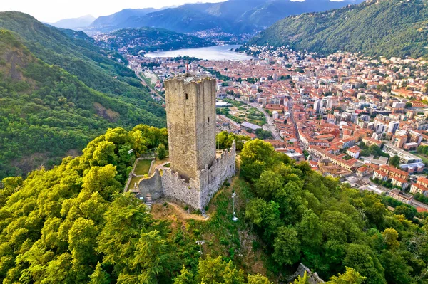 Torre Baradello Cidade Como Vista Aérea Região Lombardia Itália — Fotografia de Stock