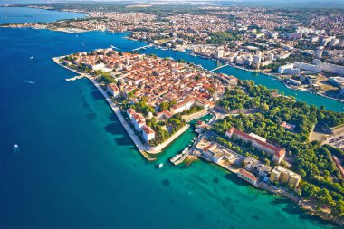 Zadar takımadaları ve tarihi yarımada manzarası, Hırvatistan 'ın Dalmaçya bölgesi