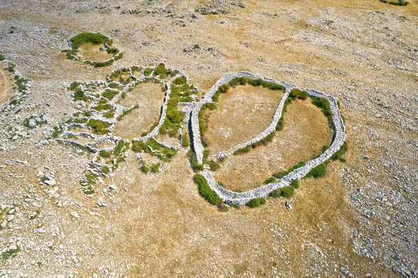 Luchtfoto Van Stenen Herder Hekken Genaamd Mrgari Moon Plateau Stenen — Stockfoto