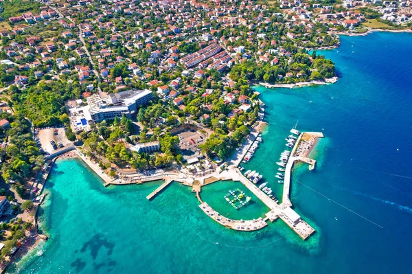 Malinska海滨海滩和绿松石海岸线景观 克罗地亚Krk岛旅游胜地 — 图库照片