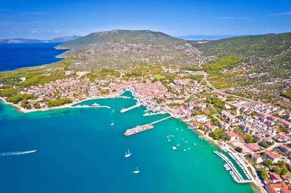 Town Cres Bay Aerial Panoramic View Island Cres Kvarner Region — Stock Photo, Image