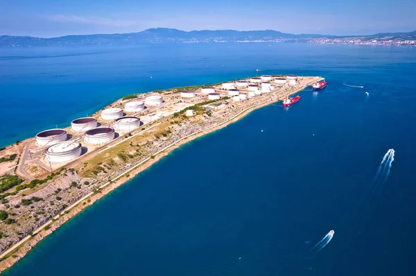 Terminal Lng Wyspie Krk Widok Lotu Ptaka Port Energetyczny Chorwacji — Zdjęcie stockowe
