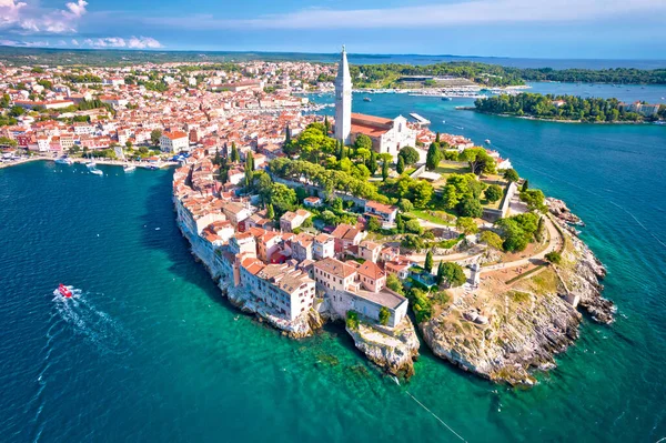 Stadt Rovinj Historische Halbinsel Luftaufnahme Berühmtes Touristenziel Der Region Istrien — Stockfoto