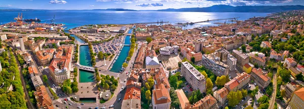 Ciudad Rijeka Paseo Marítimo Azoteas Vista Panorámica Aérea Golfo Kvarner —  Fotos de Stock