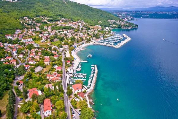 Praia Icici Beira Mar Opatija Riviera Vista Aérea Kvarner Golfo — Fotografia de Stock