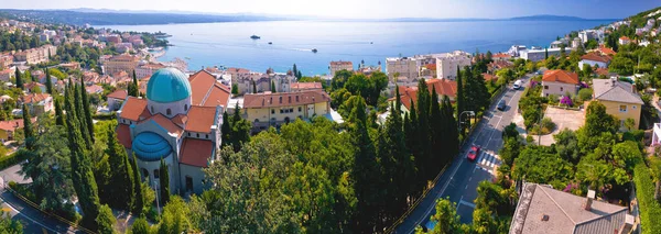Adriyatik Kıyısındaki Opatija Hırvatistan Kvarner Koyu Nun Havadan Panoramik Manzarası — Stok fotoğraf