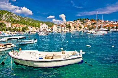Amazing town of Hvar waterfront clipart