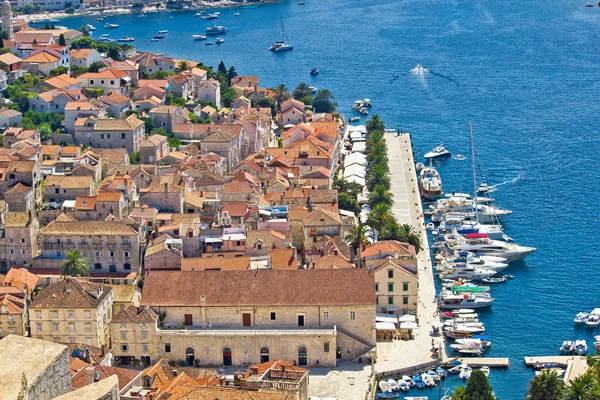 Hvar νησί yachting λιμάνι αεροφωτογραφία — Φωτογραφία Αρχείου