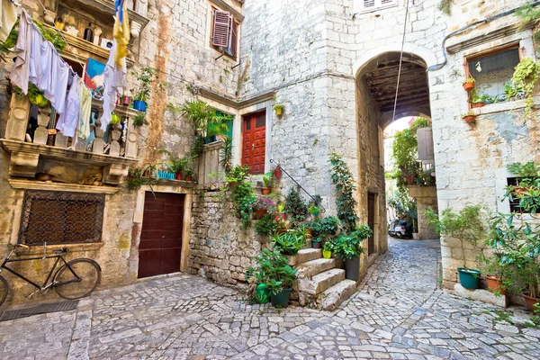 Régi kő street, Trogir — Stock Fotó