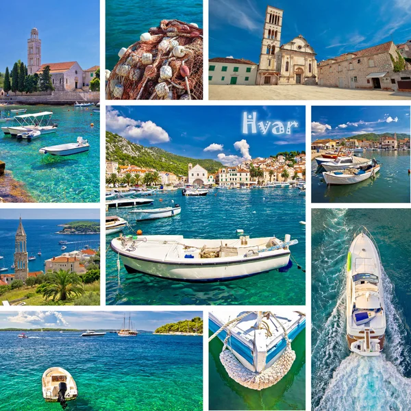 Hvar isola di destinazione turistica collage — Foto Stock