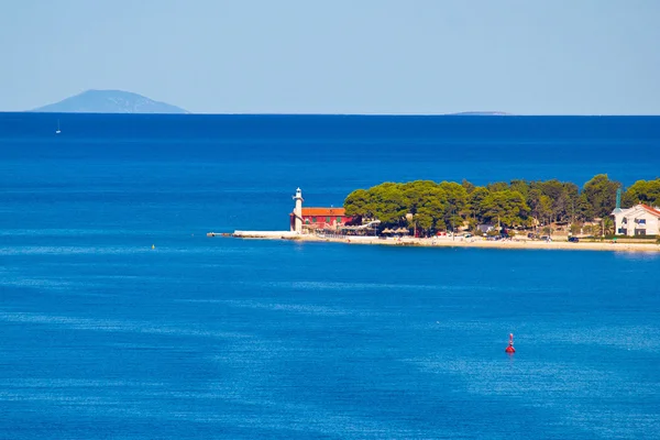 Puntamika vuurtoren van Zadar luchtfoto — Stockfoto