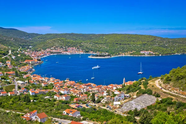 Île de Vis baie vue aérienne — Photo