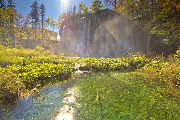 Plitvice lagos parque nacional salpicaduras watefrall —  Fotos de Stock