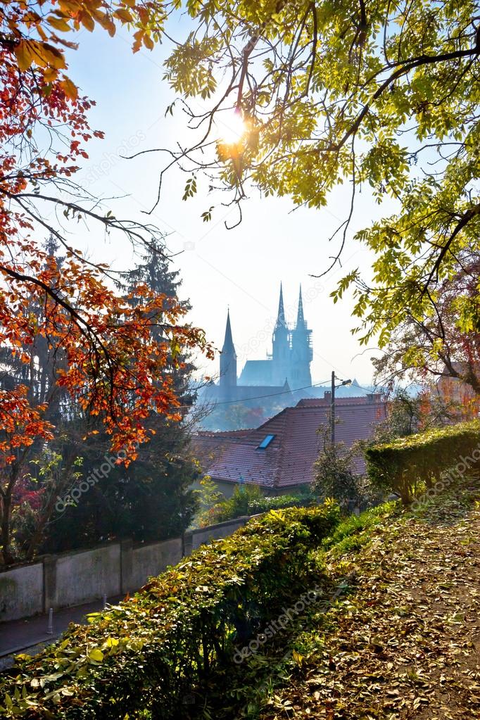 Zagreb skyline in autumn colors