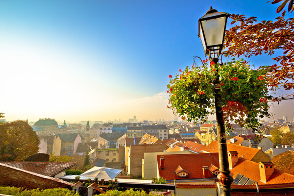 Zagreb morning view from historic upper town, capital of Croatia
