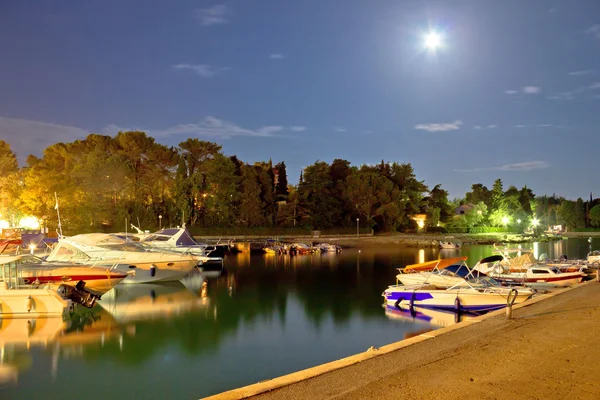 Malinska 港口晚上月光视图 — 图库照片