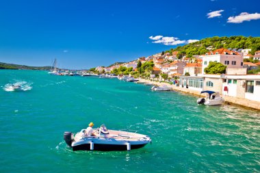 Summer view of Tisno coast clipart
