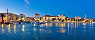 Split waterfront evening blue panorama clipart
