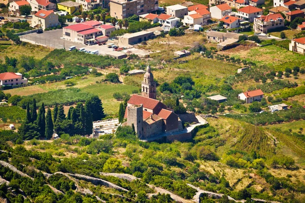 Komiza légifelvételek kolostor — Stock Fotó