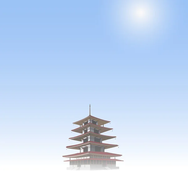 Japon pagoda mavi gökyüzü üzerinde — Stok Vektör