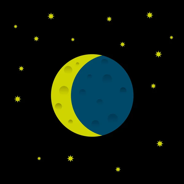 Luna dei cartoni animati e stelle — Vettoriale Stock