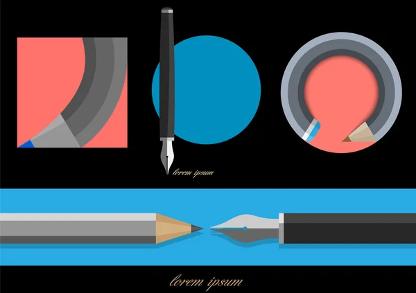 Set avec stylo et crayon — Image vectorielle