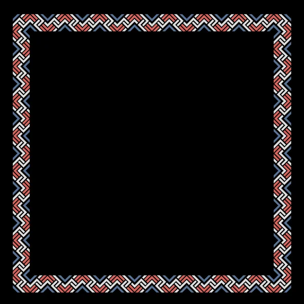 Colore geometrico cornice etnica sul nero — Vettoriale Stock