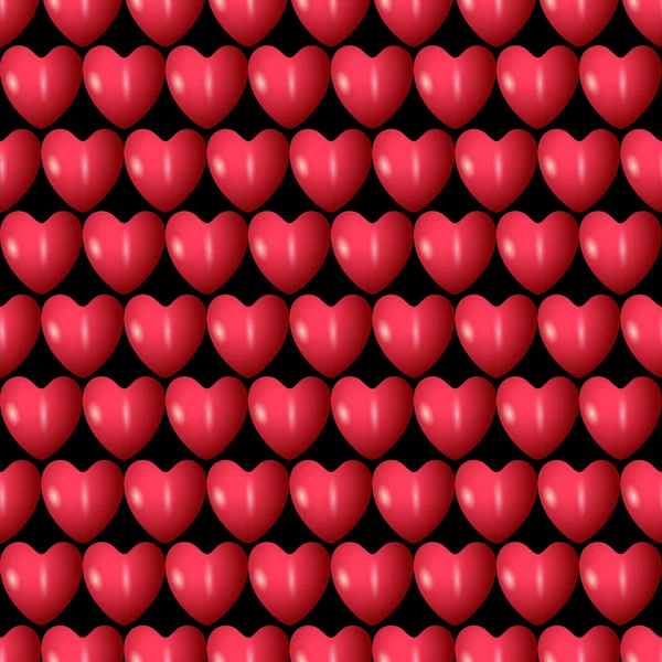 3 d 赤いハートのシームレス パターン — ストックベクタ