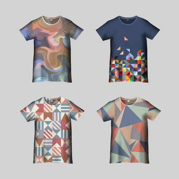 Шаблоны футболок с абстрактными шаблонами — стоковый вектор