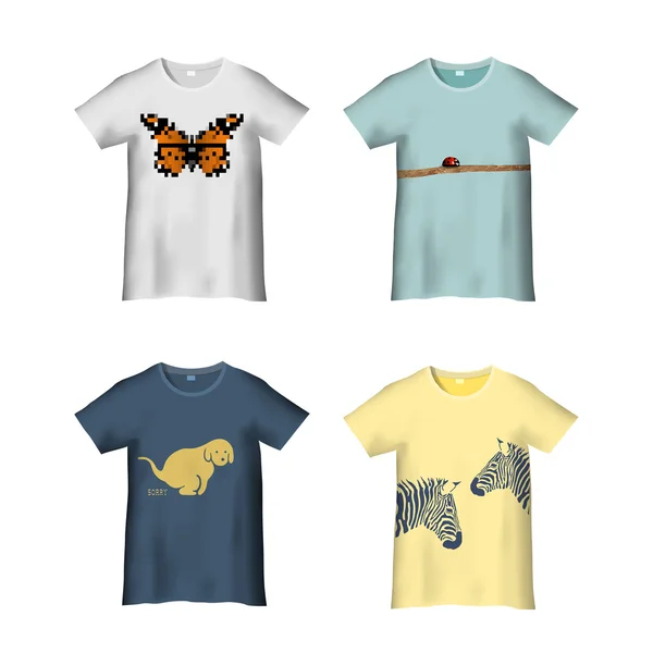 T-Shirts Modèles avec des impressions — Image vectorielle