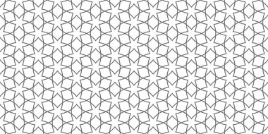 Doğrusal yıldızlı ve geniş duvar kağıtlı Arap dantelli desen. Geleneksel İslami geçmiş. Vektör İllüstrasyonu