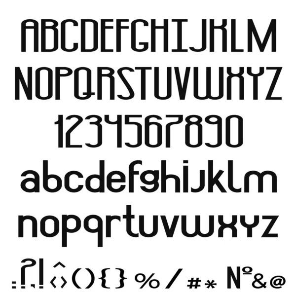 Zwarte Alfabet Hoofdletters Kleine Letters Cijfers Leestekens Vector Set Eenvoudige — Stockvector