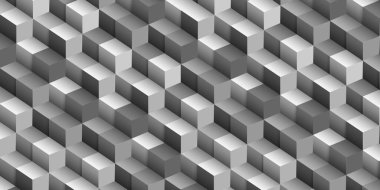Soyut geometrik küp arkaplan, optik illüzyon 3D. Grafik tasarım şablonu, monokrom şablonu. Vektör illüstrasyonu 