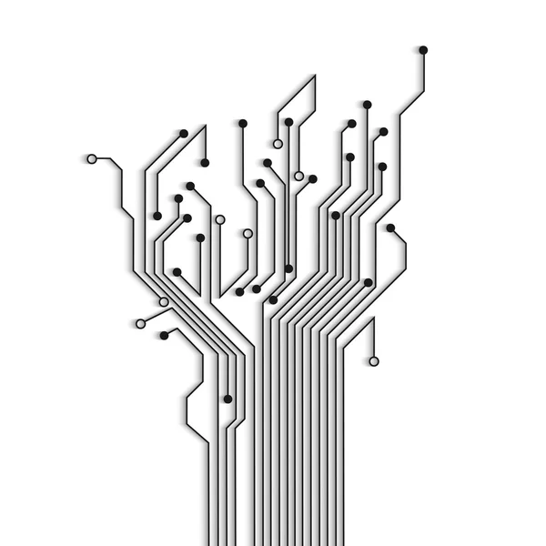 Abstract circuit tree with shadow — Stock Vector