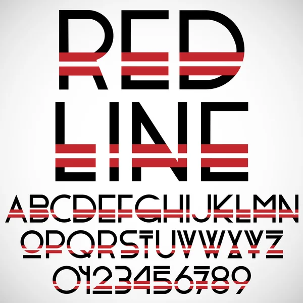 Μαύρο και κόκκινο γραμματοσειρά με αριθμούς — Διανυσματικό Αρχείο