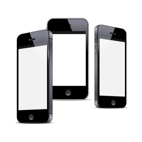 Tre svarta smartphones — Stock vektor