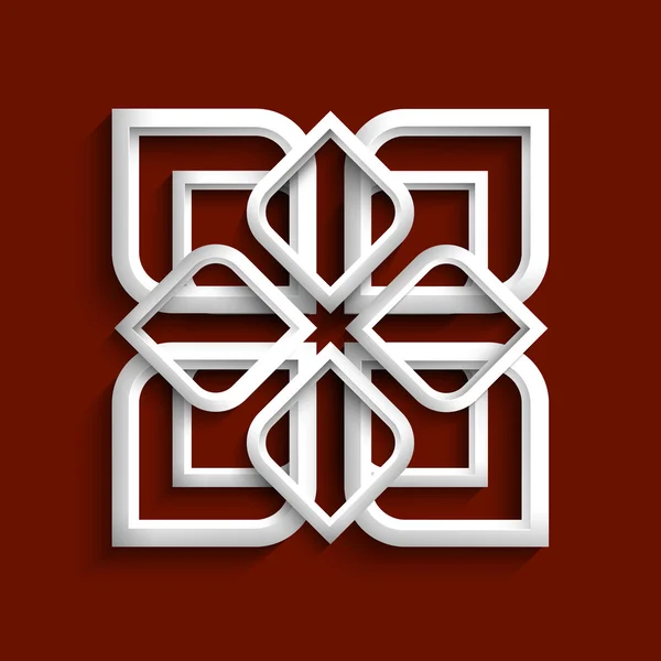 White 3d ornament in arabic style — Stock Vector