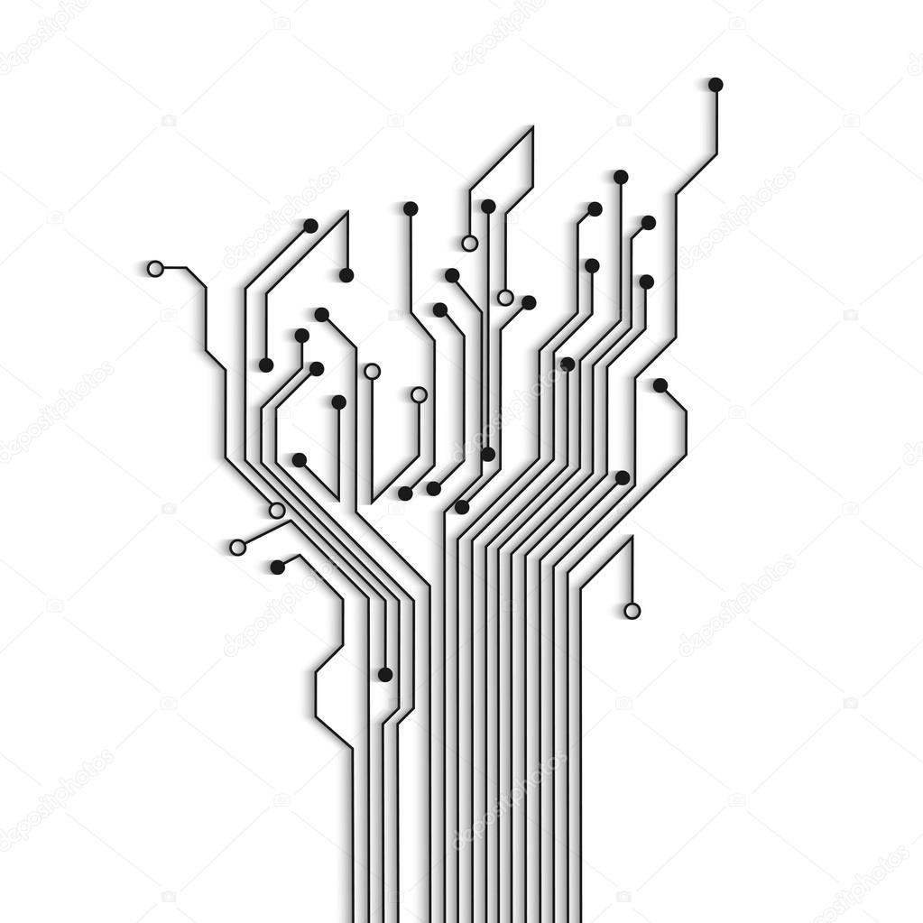 Abstract circuit tree with shadow