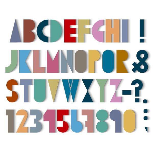 Papier lettertype, cijfers en leestekens — Stockvector
