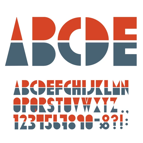 Lettertype, cijfers en leestekens mark in retro stijl — Stockvector