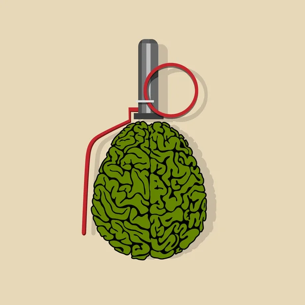 Brain Stylized like hand grenade — Stock Vector