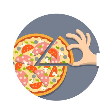 Pizza karikatür tarzı el ile