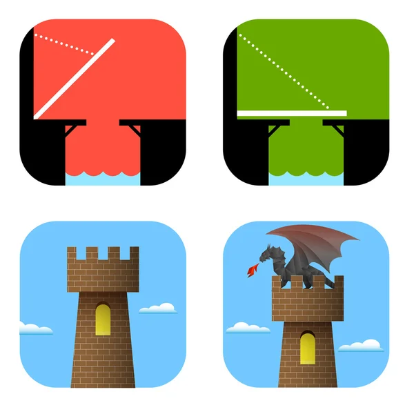 Ікони мосту і вежі — стоковий вектор