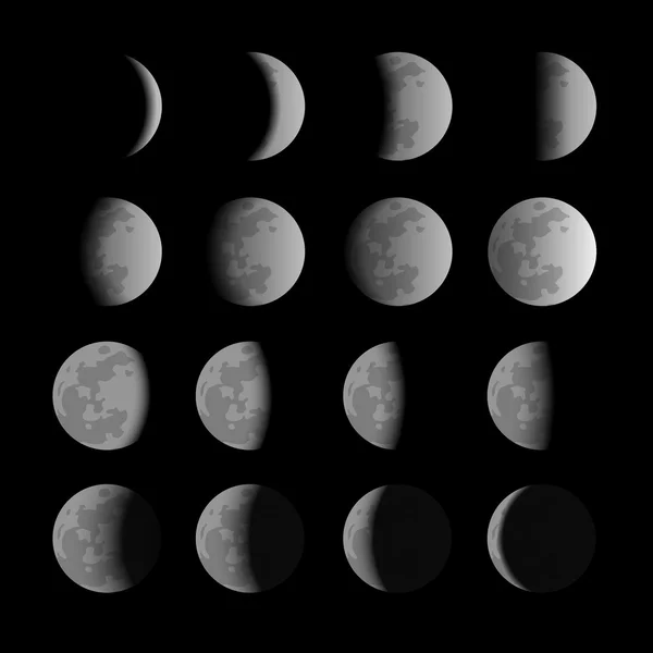 Ensemble de phases de lune — Image vectorielle