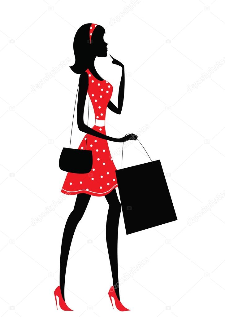 Silhouette Of A Woman Shopping Stock Vector C Nataliashein