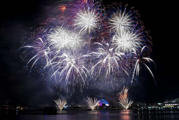 2016-07-02 Ensayo de fuegos artificiales del día nacional de Singapur — Foto de Stock