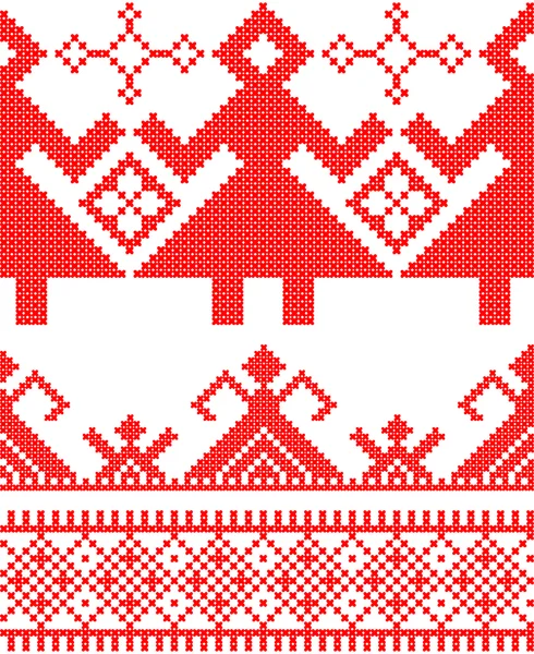 Russian ethnic ornaments by cross-stitch — Stock Vector