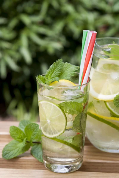 soğuk taze limonata ile limon, limon ve nane